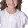 Camisa Tricoline Gola Renda Bordada Branco Pituchinhus