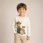 Camiseta Infantil Algodão Pima Listrada Teddy Cães Dame