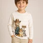 Camiseta Infantil Algodão Pima Listrada Teddy Cães Dame
