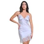 Camisola Cetim e Renda Prata Miss Victtoria