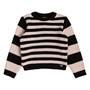 Casaco Tricot Listrado Preto Bege Momi