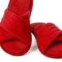 Chinelo Pantufa Tira Cruzada Vermelho Rubi Cor Com Amor