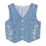 Colete Jeans Bordado Flores Momi