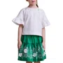 Conjunto Babados Verde Floral Bordado Anime