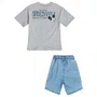 Conjunto Blusa Cinza Mickey Bermuda Jeans Youccie
