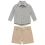 Conjunto Camisa Xadrezinho e Bermuda Bege Giverny Primo Bambino