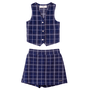 Conjunto Colete Xadrez Marinho Classic Anime