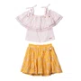 Conjunto De Laise Amarelo Com Bata Bege Anime