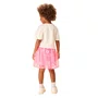 Conjunto Hello Kitty Saia Tule Bordado Flores Rosa Neon Momi
