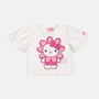 Conjunto Hello Kitty Saia Tule Bordado Flores Rosa Neon Momi