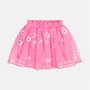 Conjunto Hello Kitty Saia Tule Bordado Flores Rosa Neon Momi