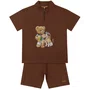 Conjunto Infantil Blusa e Bermuda Teddy Frescobol Chocolate Dame