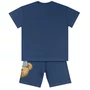 Conjunto Infantil Blusa e Bermuda Teddy Rosto Navy Dame