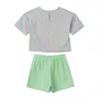 Conjunto Listras Lilas Verde Laço Anime