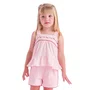 Conjunto Listrinha Rosa Flores Bordado Petit Cherie