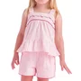 Conjunto Listrinha Rosa Flores Bordado Petit Cherie