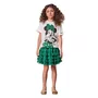Conjunto Minnie Laço Verde Strass Saia de Tule Babados Anime