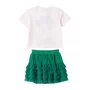 Conjunto Minnie Laço Verde Strass Saia de Tule Babados Anime