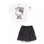 Conjunto Saia de Tule Hello Kitty Preto Brilho Shine Momi