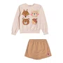 Conjunto Saia Shorts Bege e Vanilla Animais Bimbi