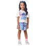 Conjunto Shorts Stitch Ondas Azul Momi