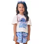 Conjunto Shorts Stitch Ondas Azul Momi