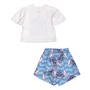 Conjunto Shorts Stitch Ondas Azul Momi