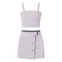 Conjunto Top e Saia Botoes Cinza Claro Vanilla