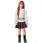 Conjunto Top e Saia Sarjinha Miss Preto e Off Anime