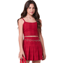 Conjunto Top Saia Xadrez Vermelho Classic I Am