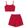 Conjunto Top Saia Xadrez Vermelho Classic I Am