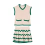 Conjunto Tricot Colete Com Saia Cru e Verde Anime
