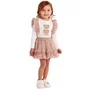Conjunto Urso Bege Xadrez Saia Tule Petit Cherie