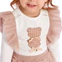 Conjunto Urso Bege Xadrez Saia Tule Petit Cherie