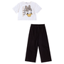 Conjunto Wideleg Moletom Preto Daisy Momi