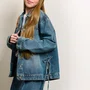 Jaqueta Jeans Bolsos e Laços Básica Authoria