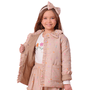 Maxi Casaco Puffer Algodão Floral Bege Pituchinhus