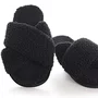 Pantufa Chinelo Cruzado Fofo Preto Cor Com Amor