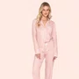 Pijama Aberto Feminino Longo Poá Bordado Lovely Lua Lua