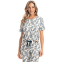 Pijama Capri Folhas Azul Medio Daniela Tombini