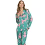 Pijama Cetim Longo Onça Verde Miss Victtoria
