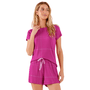 Pijama Curto Canelado Comfy Pink Cor Com Amor