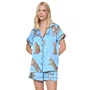 Pijama Curto Cetim Fluorita Onça Azul Miss Victtoria