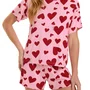 Pijama Curto Feminino Pink Corações Cor Com Amor