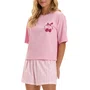 Pijama Curto Rosa Cerejinha Listra Cor Com Amor