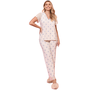 Pijama Decote V Bege Poas Azuis Miss Victtoria