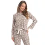 Pijama Felina Longo Bege Rendado Daniela Tombini