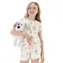 Pijama Infantil Curto Branco Cat e Dog Cute Cor Com Amor