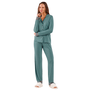 Pijama Longo Aberto verde Liso Classic Cor Com Amor