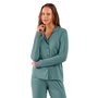Pijama Longo Aberto verde Liso Classic Cor Com Amor